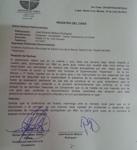 Demanda aceptada por la Defensoría del Pueblo. Foto: Gemma Candela