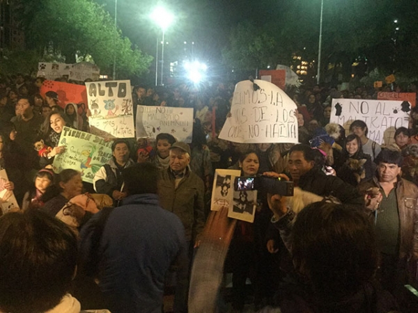 Ciudadanos marchan, en La Paz, contra la crueldad hacia los animales FOTO: Carla Hannover