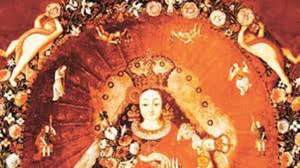 Virgen de la Candelaria en una de las tantas representaciones del arte colonial en Bolivia.