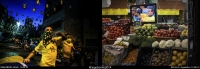 La fiesta y la lucha. Jóvenes que protestan en las calles de Brasil, celebran el gol de su selección. La dualidad. La cotidianidad del mercado acompaña el juego.