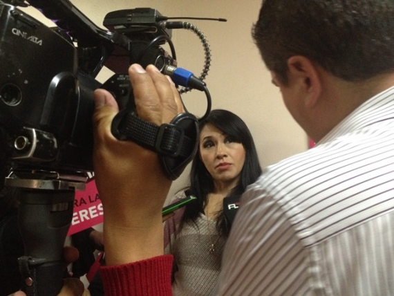 Patricia entrevistada en el Tribunal de Justicia. 